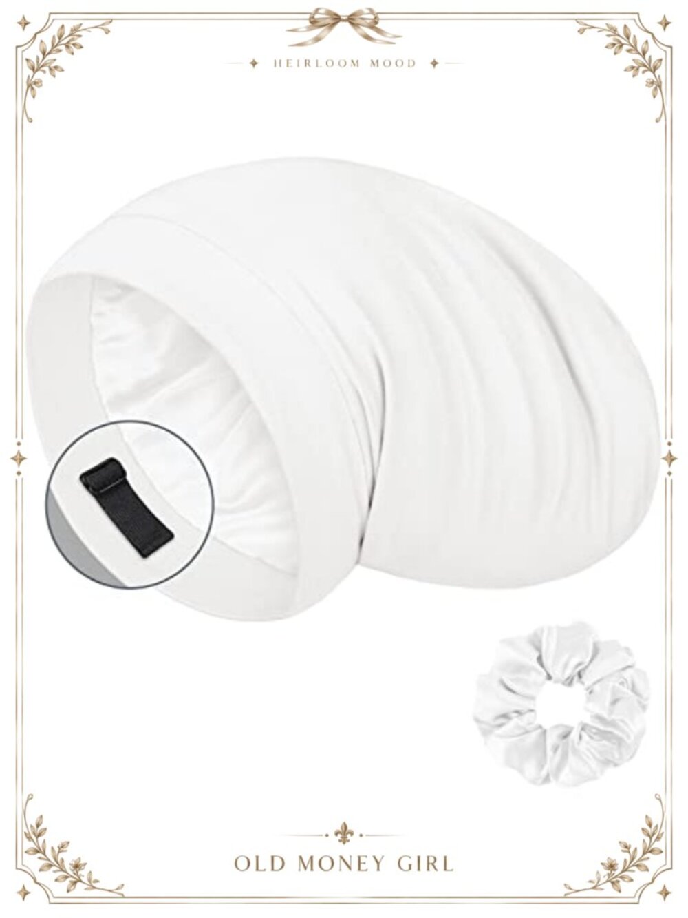 100% Mulberry Silk Lined Sleep Cap Adjustable Silk Bonnet with Scrunchie